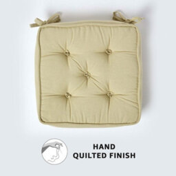 Homescapes Sage Green Cotton Dining Chair Booster Cushion - thumbnail 4