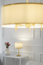 Luminosa Lighting Luminosa Abbano Wall Lamp With Shade Cream With Gold Strip, Brushed Brass - thumbnail 5