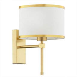 Luminosa Lighting Luminosa Abbano Wall Lamp With Shade Cream With Gold Strip, Brushed Brass - thumbnail 3