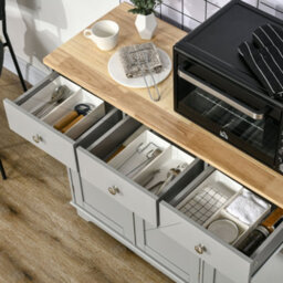 Wyld Haus Totoro Grey Sideboard With Natural Rubberwood Top, 3 Doors 3 Drawers 101Cm - thumbnail 9