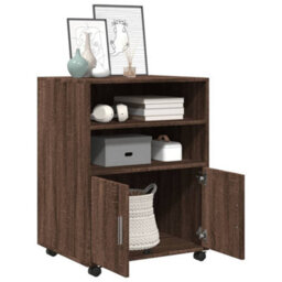 Berkfield Rolling Cabinet Brown Oak 60X48X81 Cm Engineered Wood - thumbnail 3