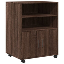 Berkfield Rolling Cabinet Brown Oak 60X48X81 Cm Engineered Wood - thumbnail 2