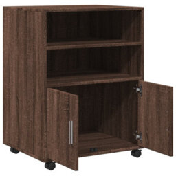 Berkfield Rolling Cabinet Brown Oak 60X48X81 Cm Engineered Wood - thumbnail 7