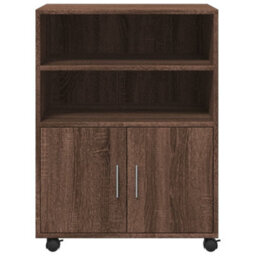 Berkfield Rolling Cabinet Brown Oak 60X48X81 Cm Engineered Wood - thumbnail 4