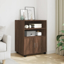 Berkfield Rolling Cabinet Brown Oak 60X48X81 Cm Engineered Wood - thumbnail 1