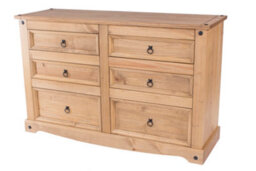 Core Products Premium Corona, 3+3 Drawer Wide Chest Of Drawers - Antique Waxed Pine, H83.4Cm, W132.1Cm X D43.0Cm - thumbnail 1
