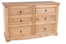 Core Products Premium Corona, 3+3 Drawer Wide Chest Of Drawers - Antique Waxed Pine, H83.4Cm, W132.1Cm X D43.0Cm - thumbnail 3