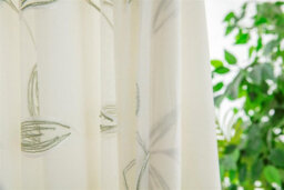 Luxury Living Leaf Embroidered Tulle Voile Curtains Ring Top Sage - thumbnail 4