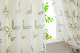 Luxury Living Leaf Embroidered Tulle Voile Curtains Ring Top Sage - thumbnail 8