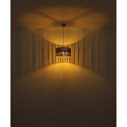 Luminosa Lighting Luminosa Run Pendant Ceiling Light Wood Look K5 Crystals Smoke Colored 1X E27 - thumbnail 5