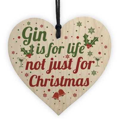Red Ocean Novelty Gin Gift Funny Christmas Tree Bauble Decoration Wooden Heart Secret Santa Gifts - image 1