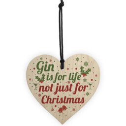 Red Ocean Novelty Gin Gift Funny Christmas Tree Bauble Decoration Wooden Heart Secret Santa Gifts - thumbnail 5