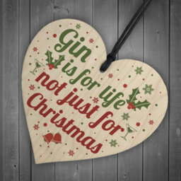Red Ocean Novelty Gin Gift Funny Christmas Tree Bauble Decoration Wooden Heart Secret Santa Gifts - thumbnail 6
