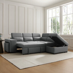 Home Detail Scarlett Right-Hand Corner Sofa With Storage, Grey Air Leather - thumbnail 2