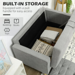 Wyld Haus Pamo Light Grey Compact 2-Seater Sofa With Hidden Storage, Tufted Seat And Wooden Legs - thumbnail 5