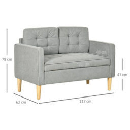 Wyld Haus Pamo Light Grey Compact 2-Seater Sofa With Hidden Storage, Tufted Seat And Wooden Legs - thumbnail 4