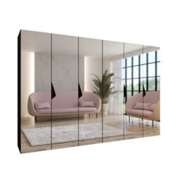 Arte Sandi Iii Hinged Door Wardrobe 250Cm - Black Modern Mirrored Wardrobe With Multi-Rail Storage - thumbnail 2