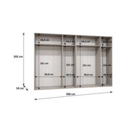 Arte Sandi Iii Hinged Door Wardrobe 250Cm - Black Modern Mirrored Wardrobe With Multi-Rail Storage - thumbnail 5