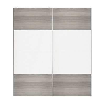 GoodHome Atomia Contemporary Panelled Without Mirror Doors Grey & White Oak Effect 2 Door Sliding Wardrobe Door Kit (H)2250mm (W)2000mm - image 1