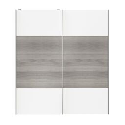 GoodHome Atomia Contemporary Panelled Without Mirror Doors Grey & White Oak Effect 2 Door Sliding Wardrobe Door Kit (H)2250mm (W)2000mm - thumbnail 3