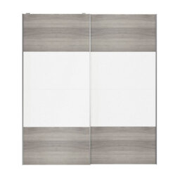 GoodHome Atomia Contemporary Panelled Without Mirror Doors Grey & White Oak Effect 2 Door Sliding Wardrobe Door Kit (H)2250mm (W)2000mm - thumbnail 1