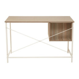 Orsina Light Oak Veneer Desk With Drawers,modern Office Desk With White Metal Frame For Organization,storage Desk - thumbnail 5
