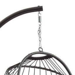 MonsterShop Hanging Egg Chair Black Rattan Swing Garden Hammock With Cushion Outdoor Indoor - thumbnail 9