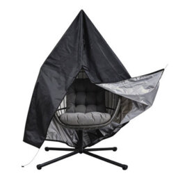MonsterShop Hanging Egg Chair Black Rattan Swing Garden Hammock With Cushion Outdoor Indoor - thumbnail 7