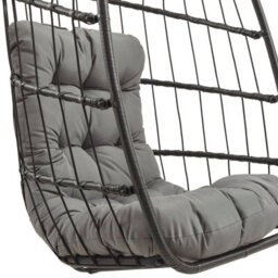 MonsterShop Hanging Egg Chair Black Rattan Swing Garden Hammock With Cushion Outdoor Indoor - thumbnail 6