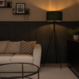Valuelights Camden Black Tripod Floor Lamp With Green Drum Shade - thumbnail 3
