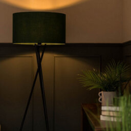 Valuelights Camden Black Tripod Floor Lamp With Green Drum Shade - thumbnail 2