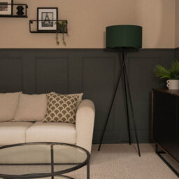 Valuelights Camden Black Tripod Floor Lamp With Green Drum Shade - thumbnail 4