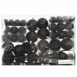 Berkfield Lightweight 111 Piece Christmas Bauble Set Black Polystyrene