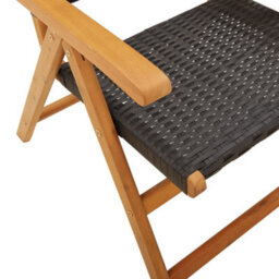 Reclining Garden Chairs 8 Pcs Black Poly Rattan And Solid Wood - thumbnail 8