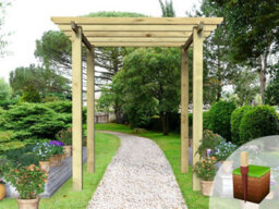 Edecks Heavy Duty Village Walkway Wooden Garden Pergola (W 2400mm X D 2400mm) With Steel Spikes (2.7M) - thumbnail 5