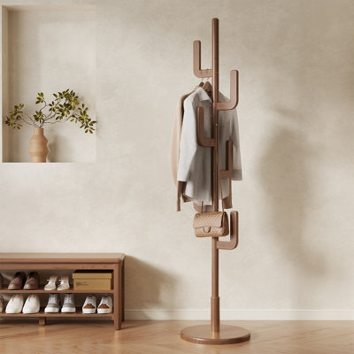 Yqjjgl Solid Wood Freestanding Coat Rack With Hooks Walnut Clothes Rail Clothes Rack - image 1