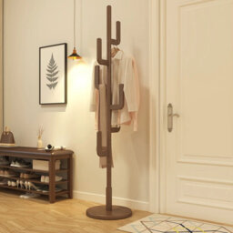 Yqjjgl Solid Wood Freestanding Coat Rack With Hooks Walnut Clothes Rail Clothes Rack - thumbnail 9