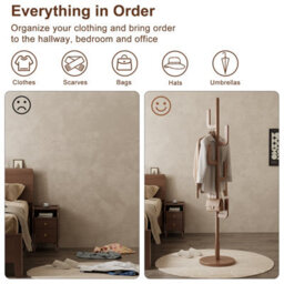 Yqjjgl Solid Wood Freestanding Coat Rack With Hooks Walnut Clothes Rail Clothes Rack - thumbnail 4