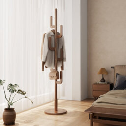 Yqjjgl Solid Wood Freestanding Coat Rack With Hooks Walnut Clothes Rail Clothes Rack - thumbnail 7