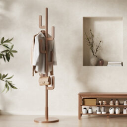 Yqjjgl Solid Wood Freestanding Coat Rack With Hooks Walnut Clothes Rail Clothes Rack - thumbnail 2