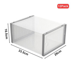12Pcs Clear Foldable Shoe Box Storage - thumbnail 2