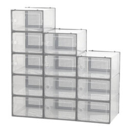 12Pcs Clear Foldable Shoe Box Storage - thumbnail 1