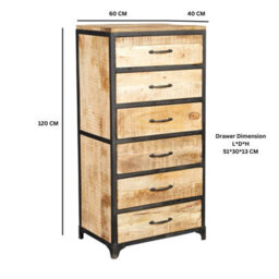 Wyld Haus Toivakka 6-Drawer Reclaimed Wood And Iron Chest - thumbnail 4
