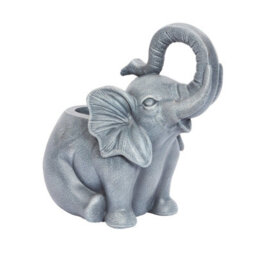 Solar Powered Elephant Fountain - Hand-Painted Resin Novelty Animal Outdoor Garden Cascading Water Feature - H52 X W32 X D50Cm - thumbnail 2