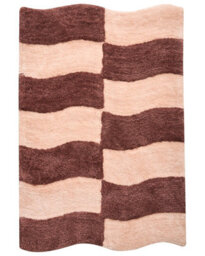 Wyld And Coco Cotton Bath Mat 60 X 90 Cm Beige Brown Geometric Plush Rug For Bath - thumbnail 1
