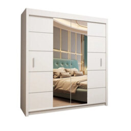 Interior Emporium Ie Oslo Wradrobe With Rails & Shelves With Led Light Sliding Door Wardrobe With Led Light ( White , 180 Cm ) - thumbnail 1