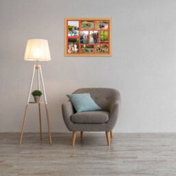 AK Frames 20X16 Country Pine Modern Multi Photo Frame With Poppy Red Mount - Holds 9 Apertures (2X) 7X5, (7X) 6X4 Photos - thumbnail 3
