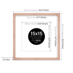 "15X15"" Bronze Picture Frame - 15X15"" Square Frame With 13X13"" Mount For 15X15""/13X13"" Pictures Art Deco Style Room Decor, 1 Pack" - thumbnail 2