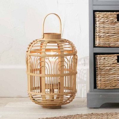 Pacific Lifestyle Small Natural Bamboo And Glass Lantern - image 1