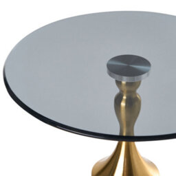 Wyld And Coco Compact Round Side Table Grey - Tempered Glass Top, Marble-Effect Iron Base, 40Cm. - thumbnail 3